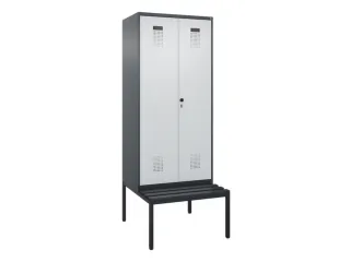 PBM-locker met bank,HxBxD 2120x800x815mm,2vak,vak B 400mm,draaigrendel - 2
