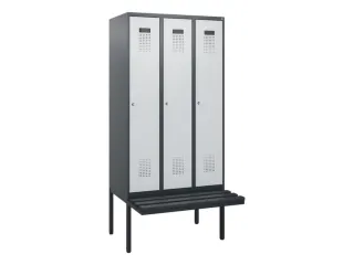 locker met bank,HxBxD 1950x900x815mm,3vak,vak B 300mm,cilinderslot - 2