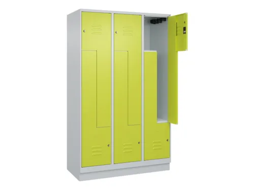 Z-garderobekast,HxBxD 1950x1200x500mm,vak B 200/400mm,cil.-slot,sokkel