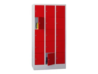 lockerkast,HxBxD 1850x900x500mm,3x5vakken,RAL7035,front RAL3000 - 2