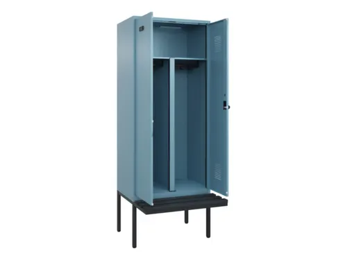 PBM-locker met bank,HxBxD 2120x800x815mm,2vak,vak B 400mm,draaigrendel