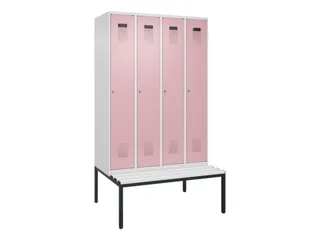 locker met bank,HxBxD 2120x1200x815mm,4vak,vak B 300mm,cilinderslot - 2