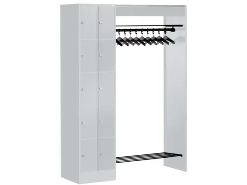 locker met kapstok,HxBxD 1950x1410x480mm,romp RAL7035,front RAL7035