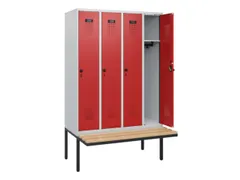 locker met bank,HxBxD 1950x1200x815mm,4vak,vak B 300mm,draaigrendel
