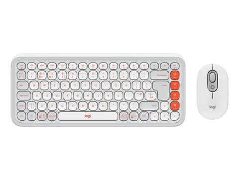 Clavier + souris Bluetooth Logitech POP Icon QWERTY GB blanc/orange