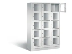 Lockerkast 1800x1200x500mm 3x5 vakken Cilinderslot, Sokkel, RAL7035