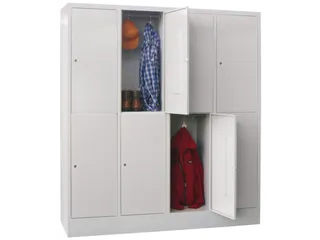 lockerkast,HxBxD 1850x1600x500mm,4x2vakken,RAL7035,front RAL6011 - 1