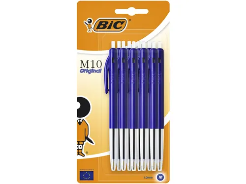 Balpen Bic M10 medium blauw blister à 10 stuks
