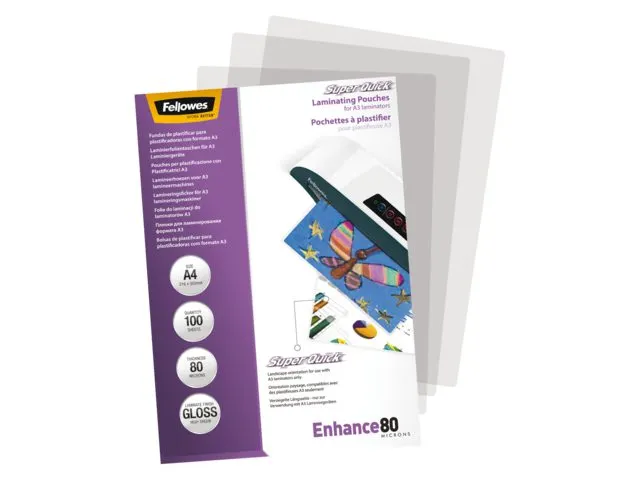 Pochette de plastification Fellowes A4 Superquick 80 microns
