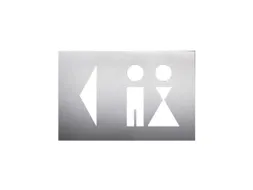 wandbord,wc dames/heren,pijl links,RVS,zelfklevend,HxB 160x235mm