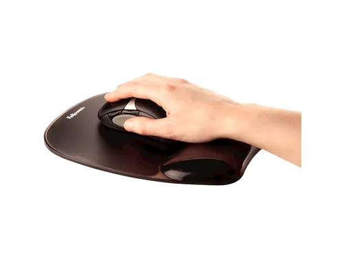 Muismat met polssteun Fellowes Crystals gel transparant zwart