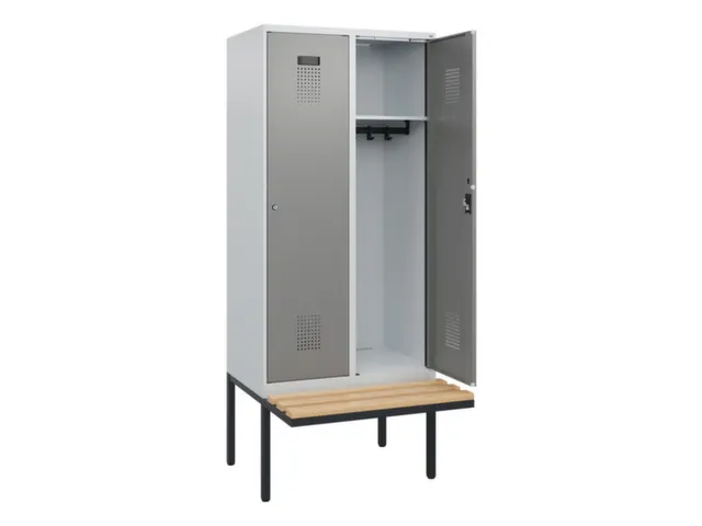 locker met bank,HxBxD 1950x800x815mm,2vak,vak B 400mm,cilinderslot
