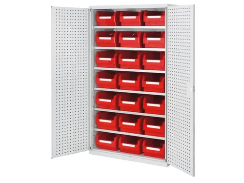 Ruime Bakkenkast 1950x1130x590mm 21 Magazijnbakken Geperf. Deur