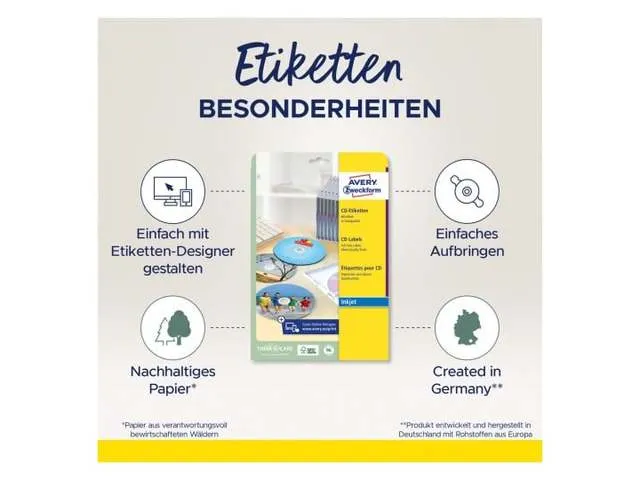 Cd Etiket Avery 117mm Fullsize Wit 25 Vel 2 Etiketten Per Vel Fsc