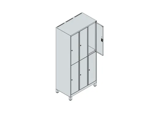 dubbeldekse locker,HxBxD 1950x900x500mm,3x2vak.,vak B 300mm