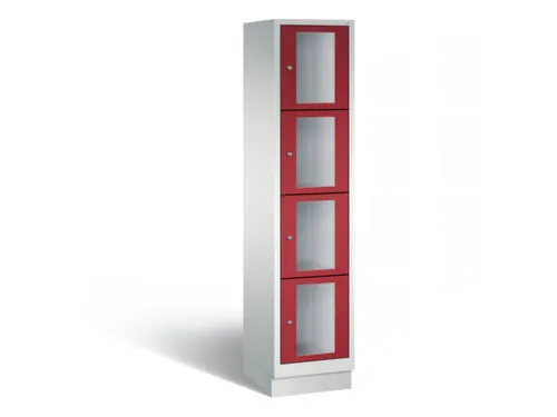 Lockerkast 1800x420x500mm 1x4 vakken Cilinderslot, Sokkel, RAL3003