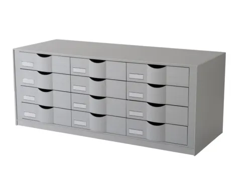 ladeblok,12xDIN A4,v. kastinbouw,HxBxD 329x857x342mm,Polystyreen,grijs