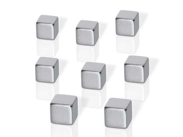magneten Be!board 8 stuks vierkant 10x10x10mm Zilver | GlasbordShop.be