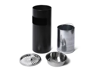 Afvalbak Rond Zwart Met Asbak 60cm - 2