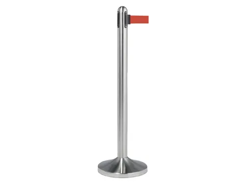 Afzetpaal Securit RVS met rolband 210cm rood