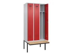 locker met bank,voor scheiding van kleding,HxBxD 2120x900x815mm,3vak