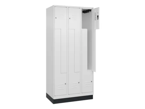 Z-garderobekast,HxBxD 1950x900x500mm,vak B 150/300mm,cil.-slot,sokkel