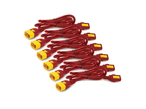 Voedingskabelkit (6 ea), met vergrendeling, C13 naar C14, 1,2m, rood