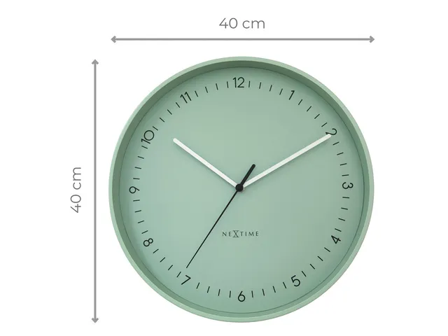 Horloge murale NeXtime Berlin L de 40 cm en aluminium vert menthe