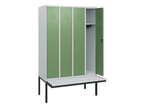 locker met bank,HxBxD 1950x1200x815mm,4vak,vak B 300mm,cil.-slot