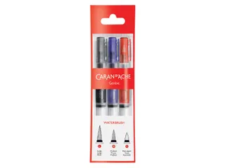 Penseel Caran d'Ache Water Brush medium, breed, fibre tip set à 3st - 1