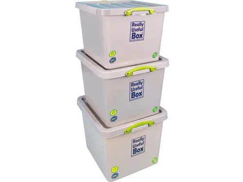 Recycled opbergdoos 60 liter Grijs Stapelbaar