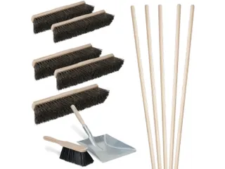 Bezemset,5xarengabezem,5xsteel,1xstoffer+blik,Werk b 400mm,hout-steel - 1