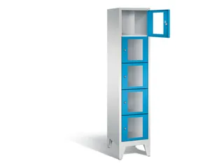 Lockerkast 1850x420x500mm 1x5 vakken Cilinderslot Poten, RAL5012 - 1
