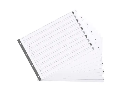 Bedrukte Tabbladen Karton Geplastificeerde Tabs 10 Tabs 1-10 A3 Wit