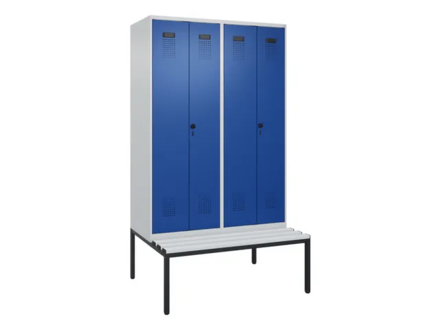 locker met bank,voor scheiding van kleding,HxBxD 2120x1200x815mm,4vak