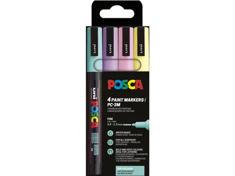 Uni POSCA paintmarker PC-3M 4 stuks zachte kleuren