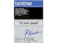 Labeltape Brother P-touch TC-101 standaard 12mm zwart op transparant