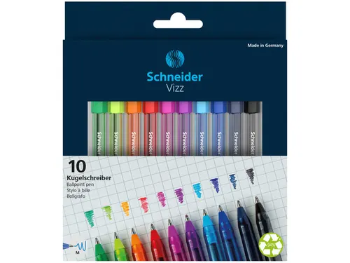 Balpen Schneider Vizz M etui a 10st. ass. kleuren