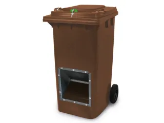 verrijdbare zoutbak,240l,HxBxD 1075x580x730mm,HDPE,bruin,deksel bruin - 1