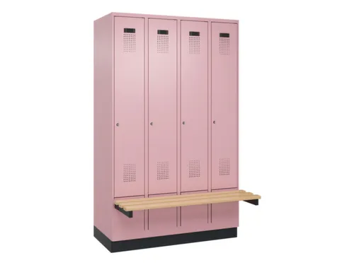 locker met bank,HxBxD 1950x1200x815mm,4vak,vak B 300mm,cilinderslot