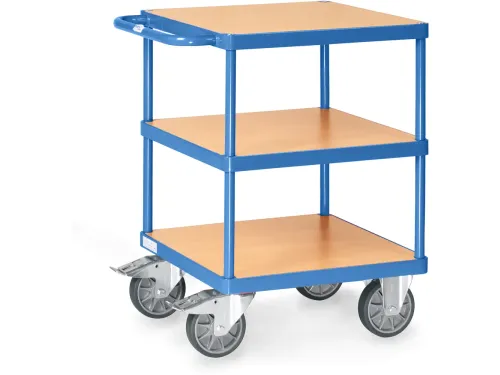 Tafelwagen 2416 500kg 600x600mm 3 etages hout RAL5007