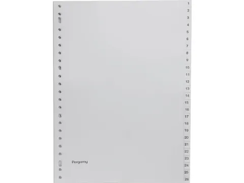 tabbladen, ft A4, 23-gaatsperforatie, grijze PP, set 1-52