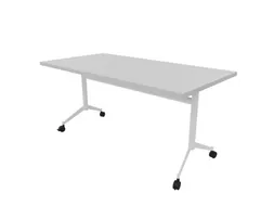 klaptafel,HxBxD 750x1600x800mm,hoekig,T-voet wit,ovale buis,blad grijs