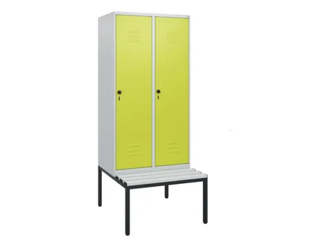 locker met bank,HxBxD 1950x800x815mm,2vak,vak B 400mm,draaigrendel