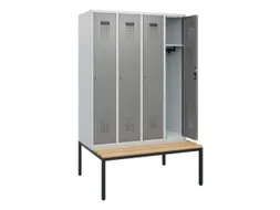 locker met bank,HxBxD 1950x1200x815mm,4vak,vak B 300mm,cilinderslot