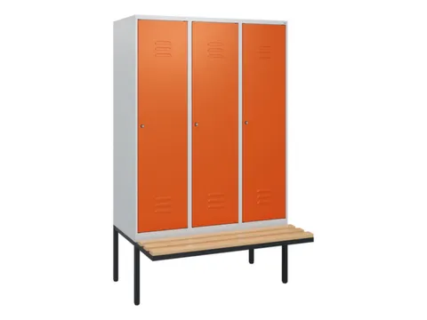 locker met bank,HxBxD 1950x1200x815mm,3vak,vak B 400mm,cil.-slot