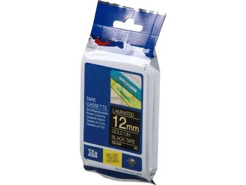Lettertape Brother Tze-334 P-Touch 12Mm Goud Op Zwart