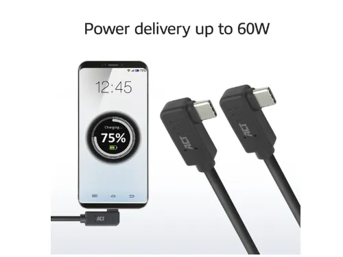 Kabel ACT USB-C hoek links/rechts 10Gbps 1m