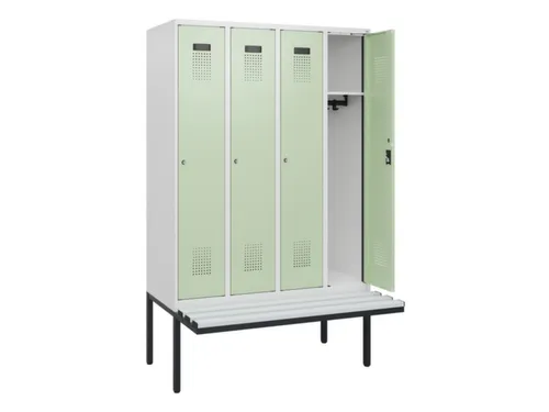 locker met bank,HxBxD 1950x1200x815mm,4vak,vak B 300mm,cilinderslot