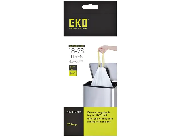 Afvalzak EKO MDPE type F1 met trekband 49x68cm 18-28L wit